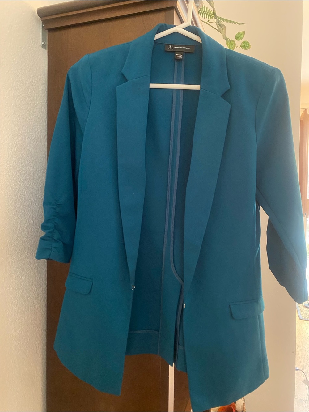 INC International Concepts Teal Open-Front Blazer